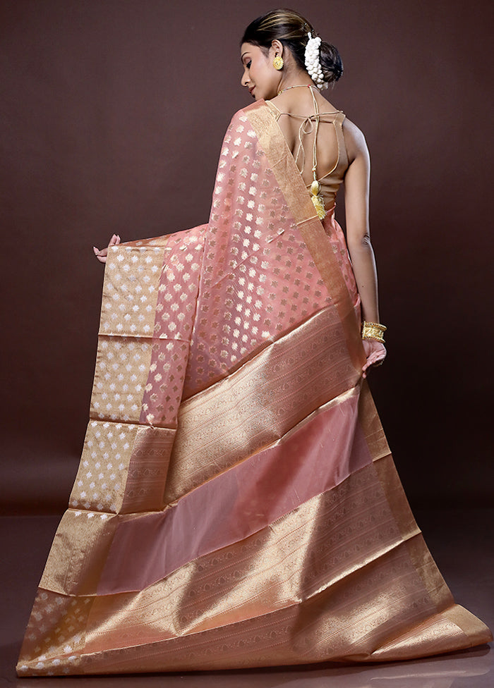 Pink Organza Saree Without Blouse Piece - Indian Silk House Agencies