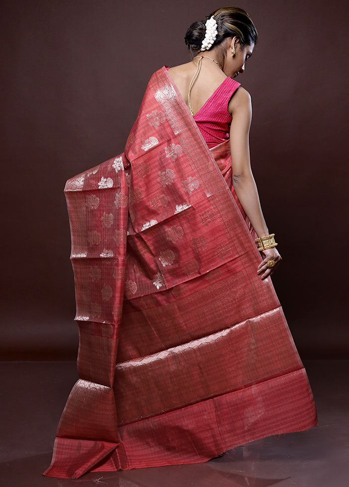 Pink Kora Silk Saree Without Blouse Piece - Indian Silk House Agencies