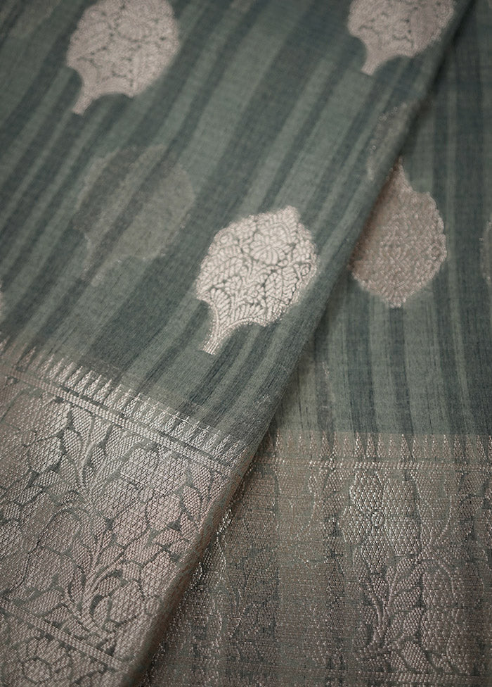 Grey Kora Silk Saree With Blouse Piece - Indian Silk House Agencies