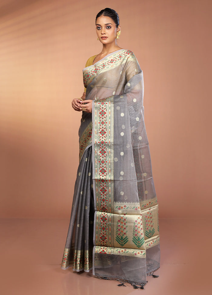 Grey Organza Saree With Blouse Piece