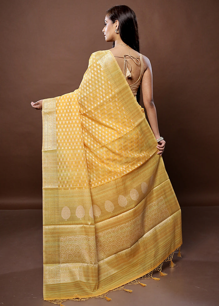 Yellow Organza Saree With Blouse Piece - Indian Silk House Agencies