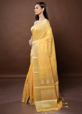 Yellow Organza Saree With Blouse Piece - Indian Silk House Agencies