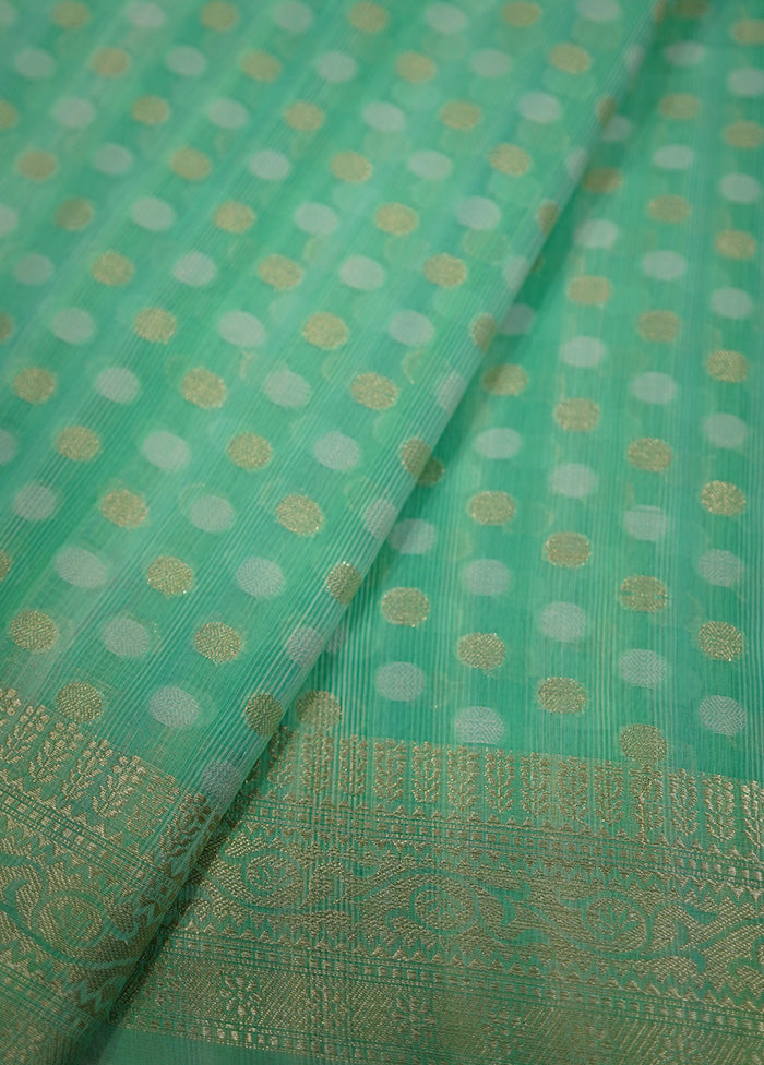 Green Cotton Saree Without Blouse Piece - Indian Silk House Agencies