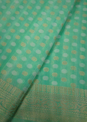 Green Cotton Saree Without Blouse Piece - Indian Silk House Agencies