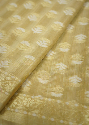 Cream Cotton Saree Without Blouse Piece - Indian Silk House Agencies