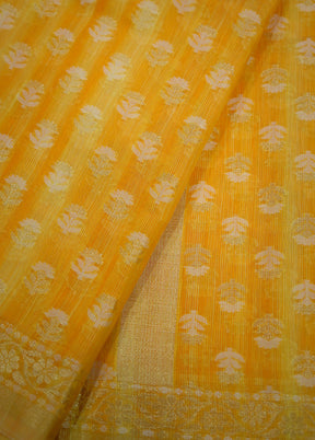 Yellow Cotton Saree Without Blouse Piece - Indian Silk House Agencies