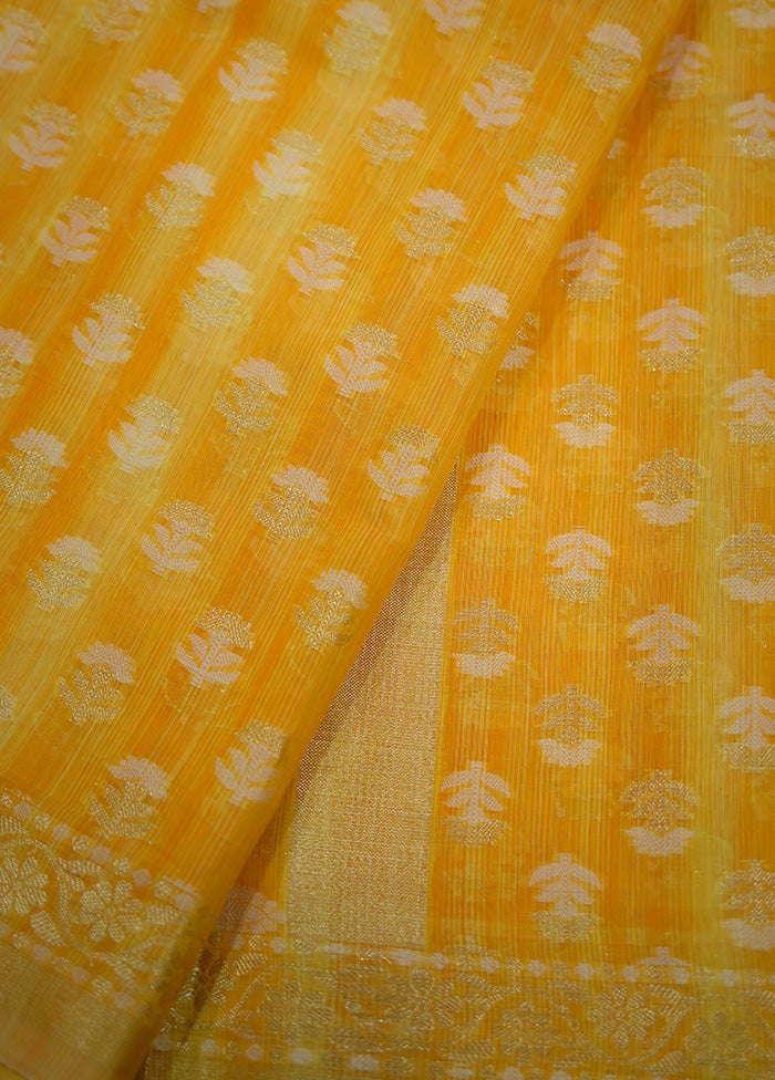 Yellow Cotton Saree Without Blouse Piece - Indian Silk House Agencies