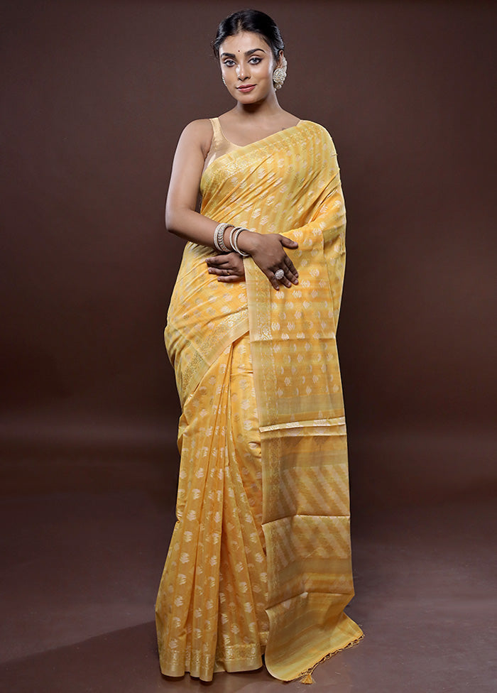 Yellow Cotton Saree Without Blouse Piece - Indian Silk House Agencies