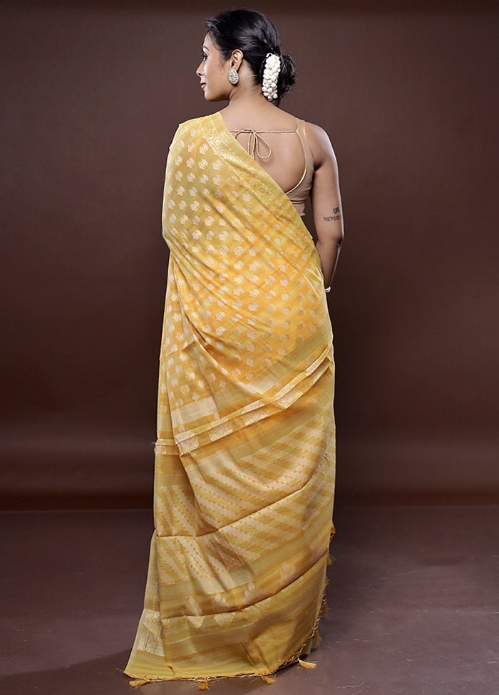 Yellow Cotton Saree Without Blouse Piece - Indian Silk House Agencies