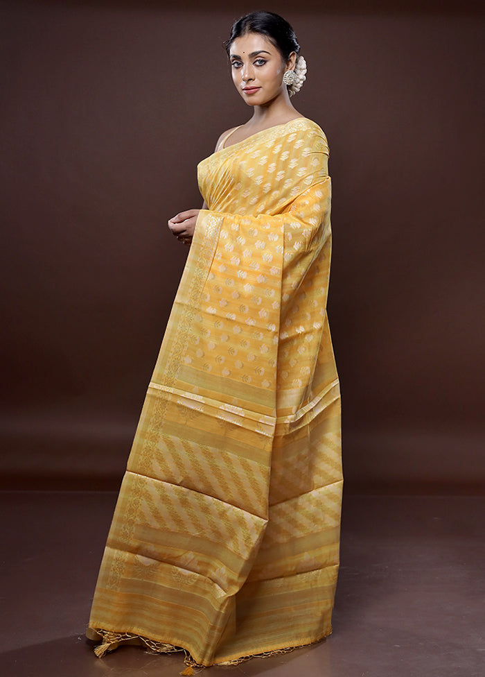 Yellow Cotton Saree Without Blouse Piece - Indian Silk House Agencies