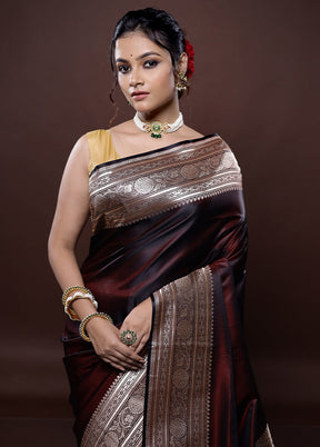 Maroon Banarasi Silk Saree Without Blouse Piece - Indian Silk House Agencies