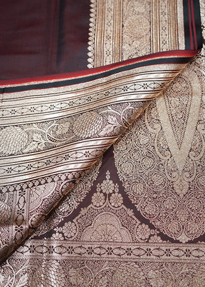 Maroon Banarasi Silk Saree Without Blouse Piece - Indian Silk House Agencies