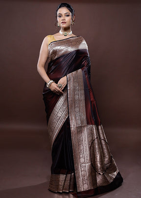 Maroon Banarasi Silk Saree Without Blouse Piece - Indian Silk House Agencies