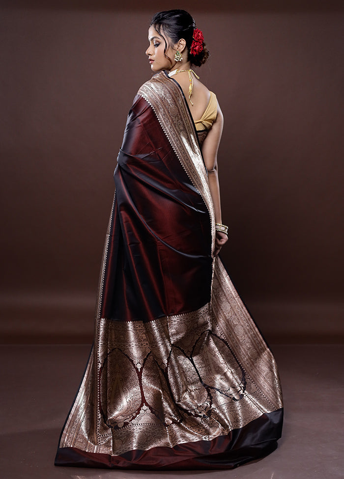 Maroon Banarasi Silk Saree Without Blouse Piece - Indian Silk House Agencies