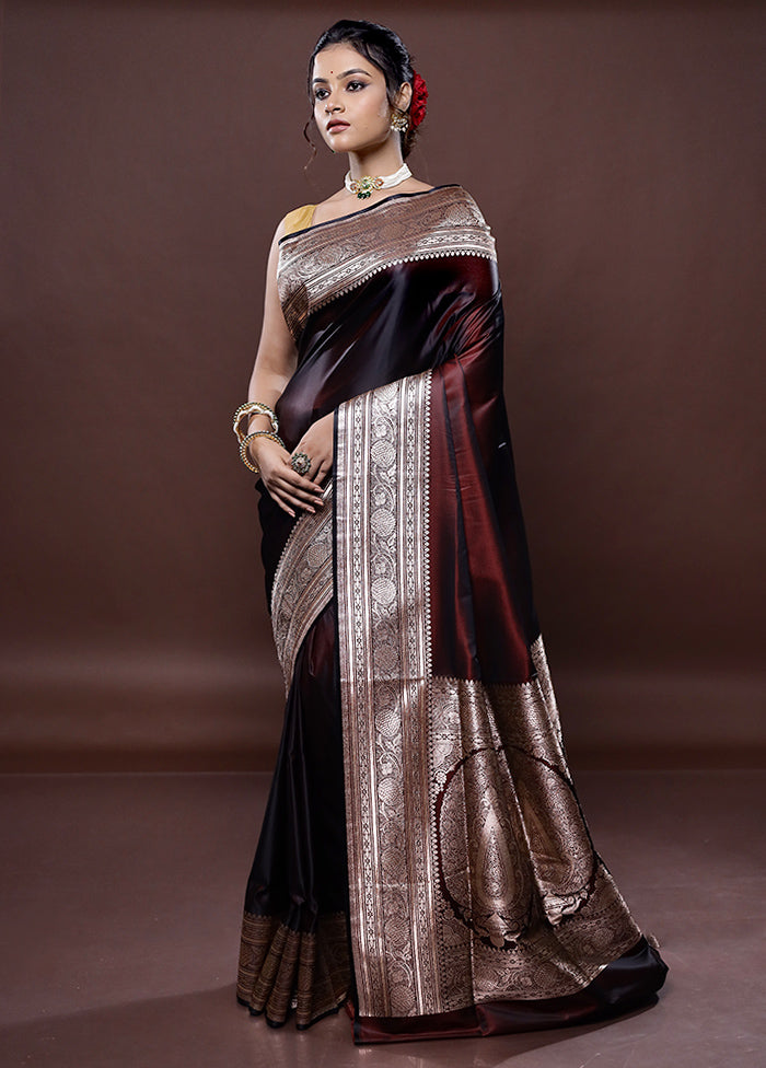 Maroon Banarasi Silk Saree Without Blouse Piece - Indian Silk House Agencies