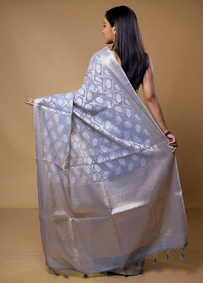 Grey Kora Silk Saree With Blouse Piece