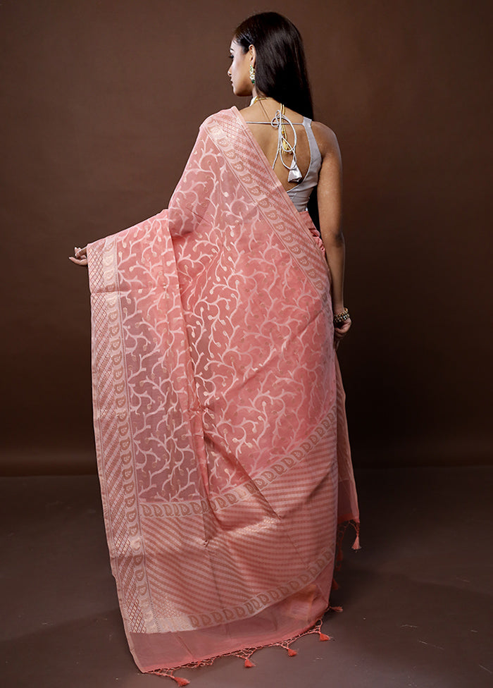 Pink Kora Silk Saree With Blouse Piece