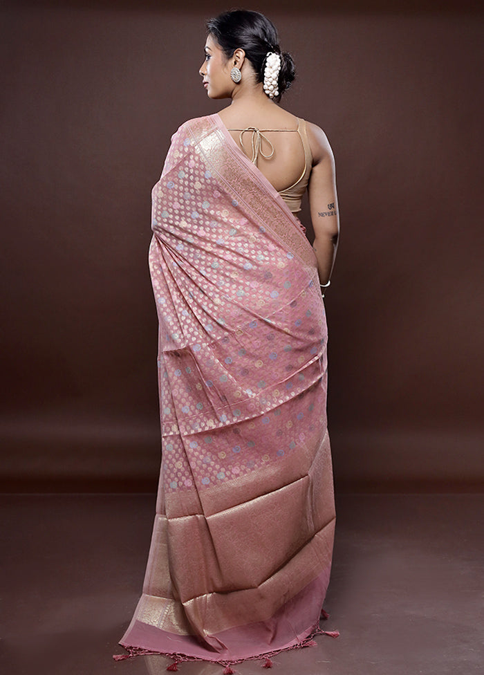 Pink Organza Saree Without Blouse Piece - Indian Silk House Agencies