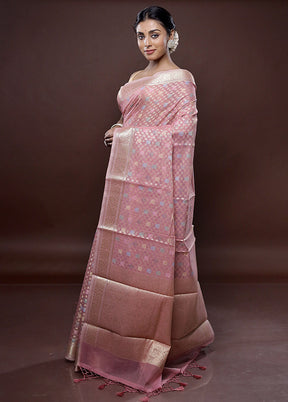 Pink Organza Saree Without Blouse Piece - Indian Silk House Agencies