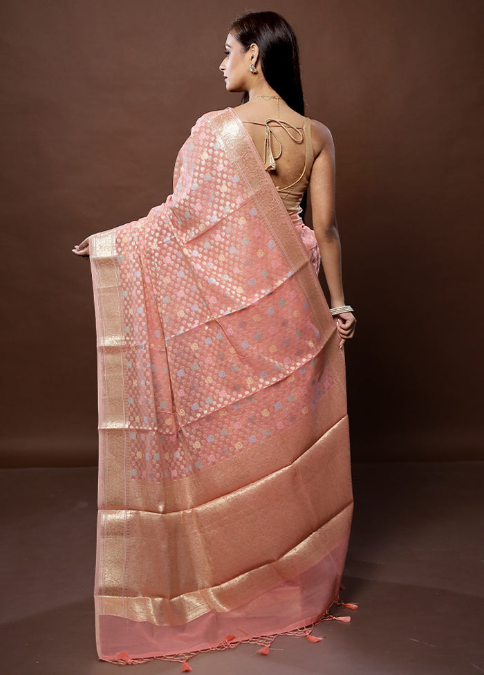 Pink Organza Saree With Blouse Piece