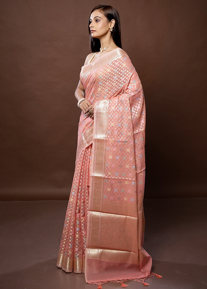 Pink Organza Saree With Blouse Piece