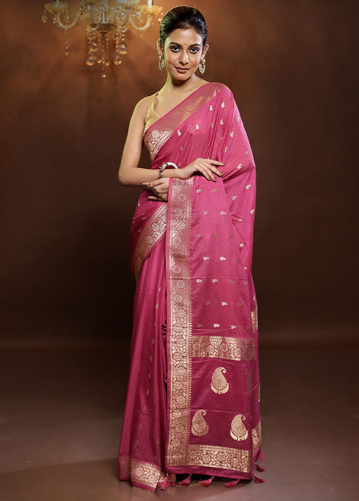 Pink Georgette Saree With Blouse Piece