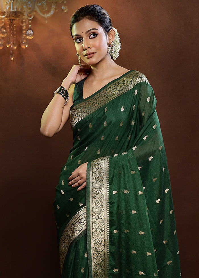 Green Georgette Saree With Blouse Piece