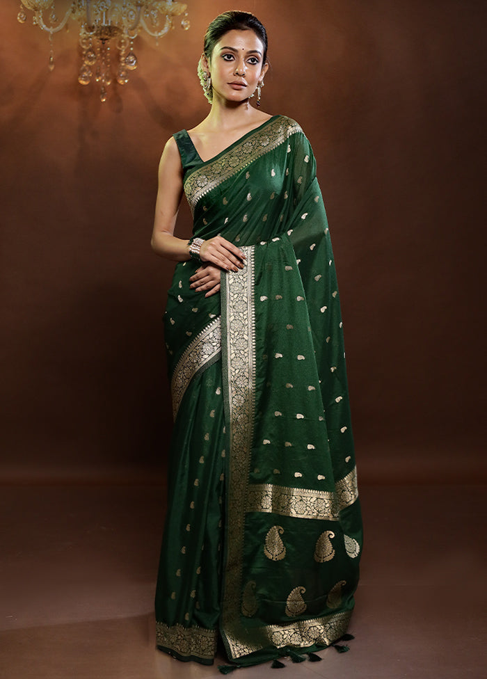 Green Georgette Saree With Blouse Piece