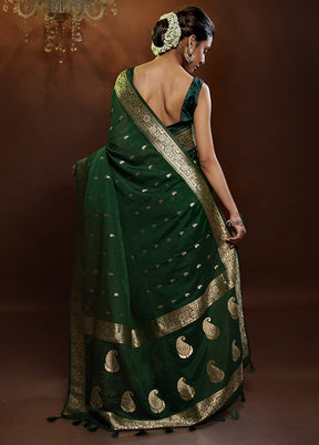 Green Georgette Saree With Blouse Piece