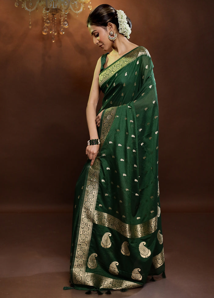 Green Georgette Saree With Blouse Piece