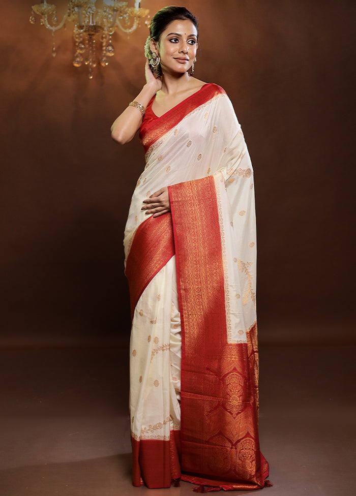 White Georgette Saree With Blouse Piece