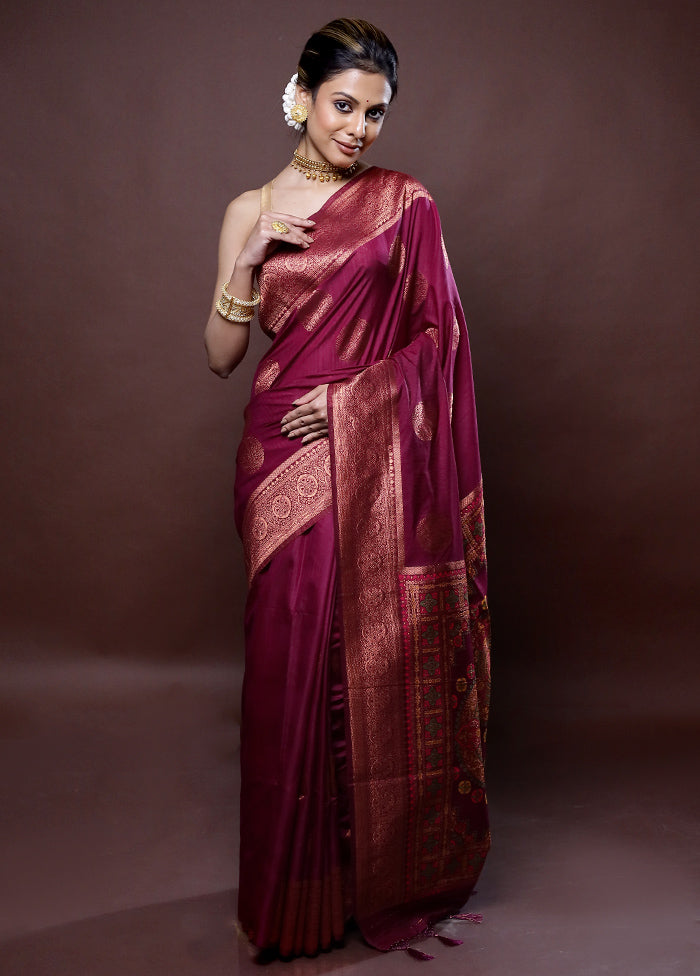 Pink Dupion Silk Saree Without Blouse Piece - Indian Silk House Agencies