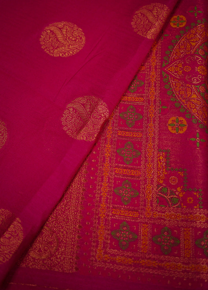 Pink Dupion Silk Saree Without Blouse Piece - Indian Silk House Agencies