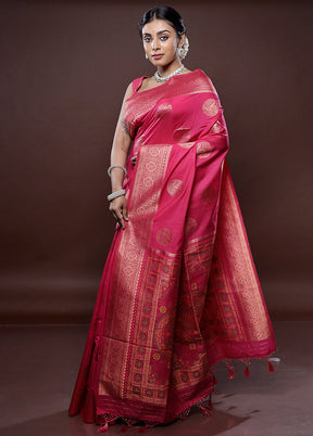 Pink Dupion Silk Saree Without Blouse Piece - Indian Silk House Agencies