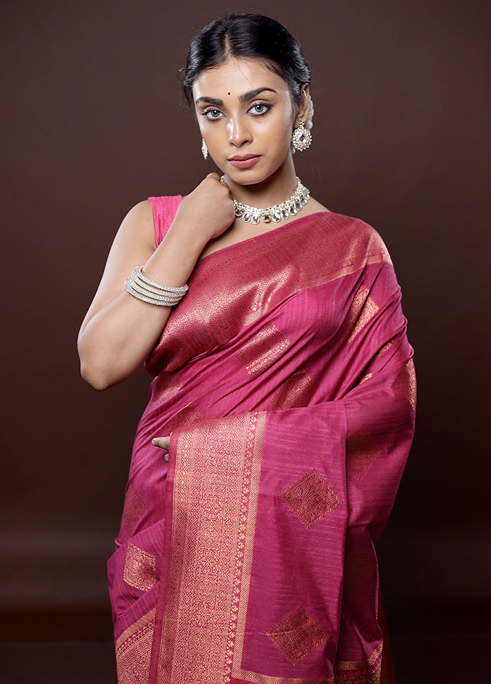 Purple Dupion Silk Saree Without Blouse Piece - Indian Silk House Agencies