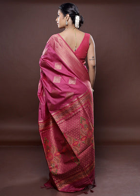 Purple Dupion Silk Saree Without Blouse Piece - Indian Silk House Agencies