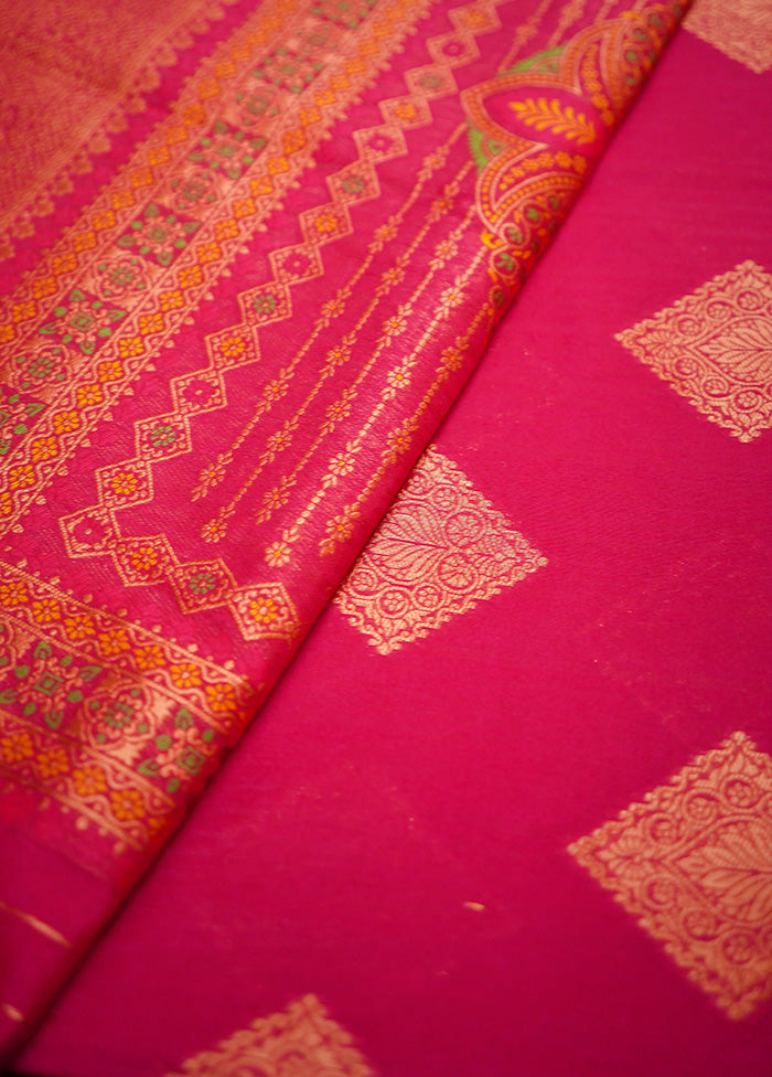 Pink Dupion Silk Saree Without Blouse Piece - Indian Silk House Agencies