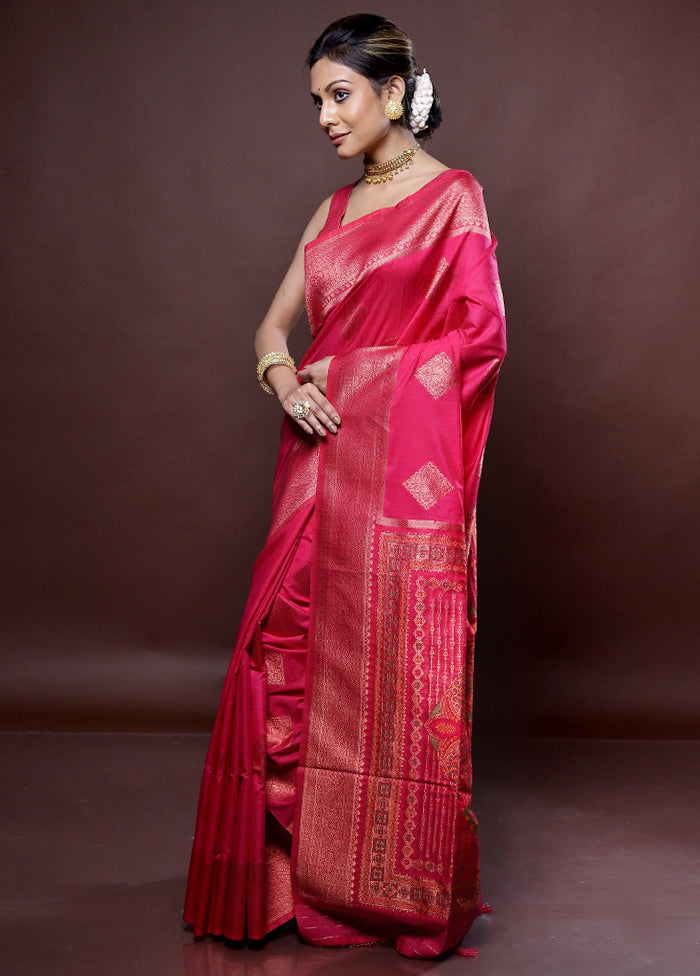 Pink Dupion Silk Saree Without Blouse Piece - Indian Silk House Agencies