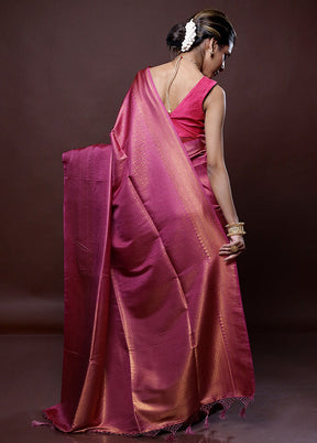 Pink Dupion Silk Saree Without Blouse Piece - Indian Silk House Agencies