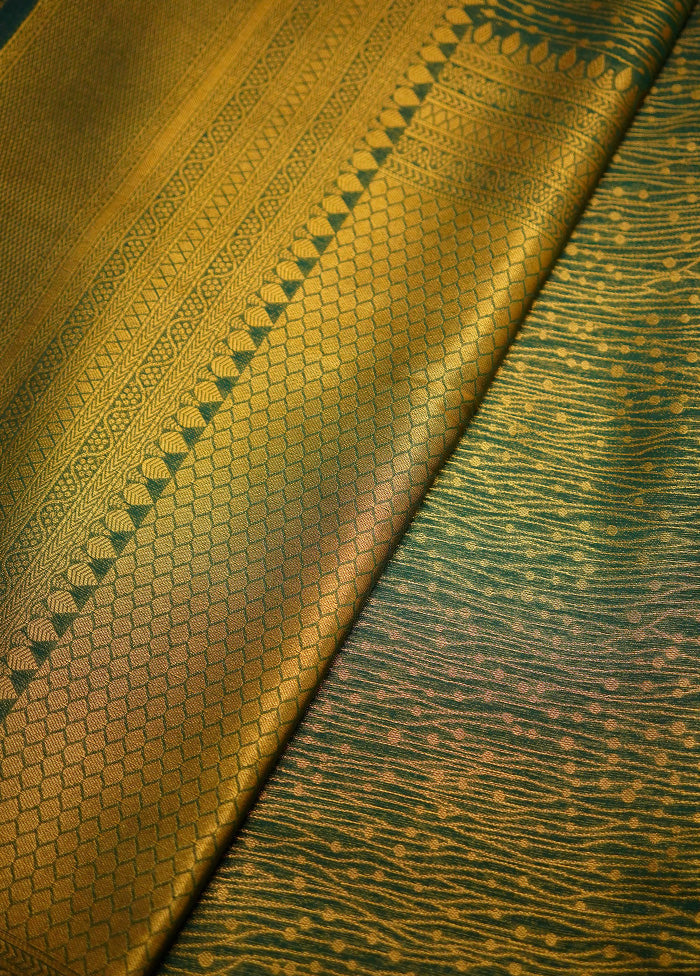 Green Dupion Silk Saree Without Blouse Piece - Indian Silk House Agencies