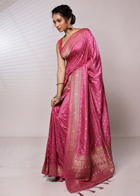 Pink Dupion Silk Saree With Blouse Piece