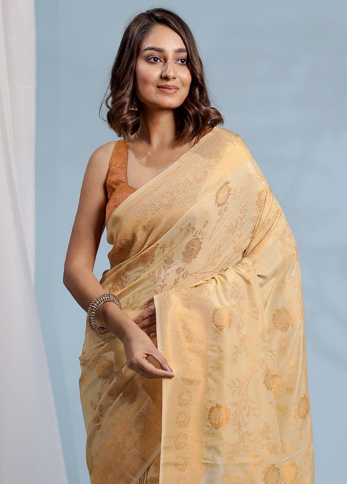 Cream Georgette Saree With Blouse Piece - Indian Silk House Agencies