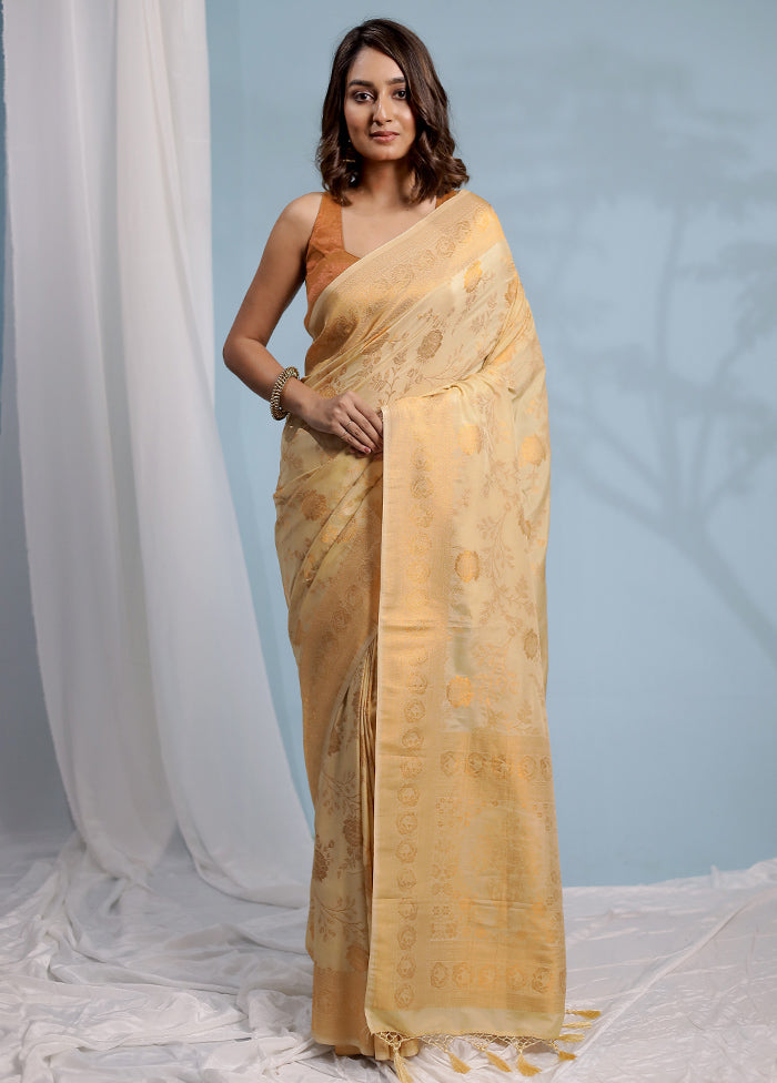 Cream Georgette Saree With Blouse Piece - Indian Silk House Agencies