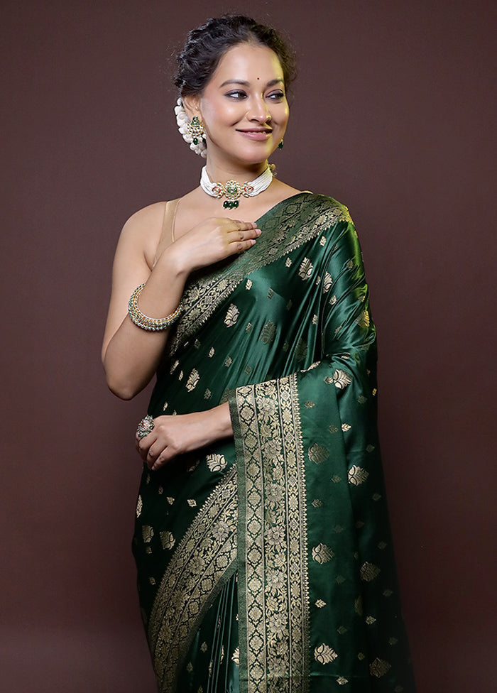 Green Dupion Silk Saree With Blouse Piece