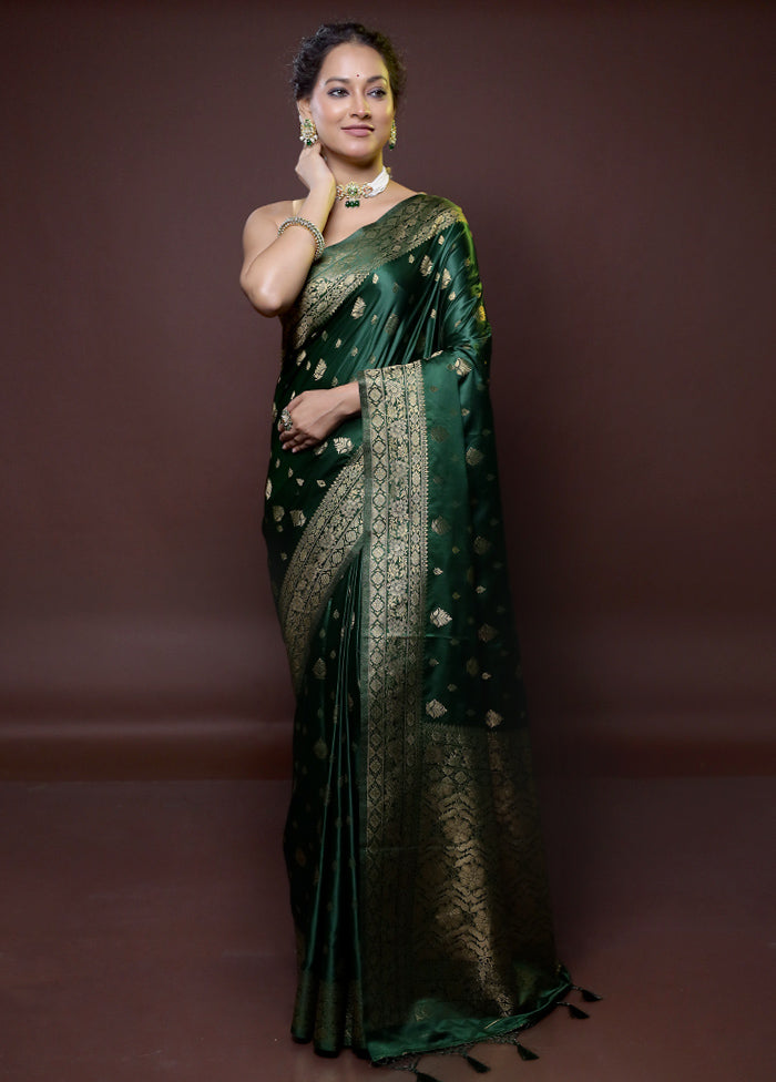 Green Dupion Silk Saree With Blouse Piece