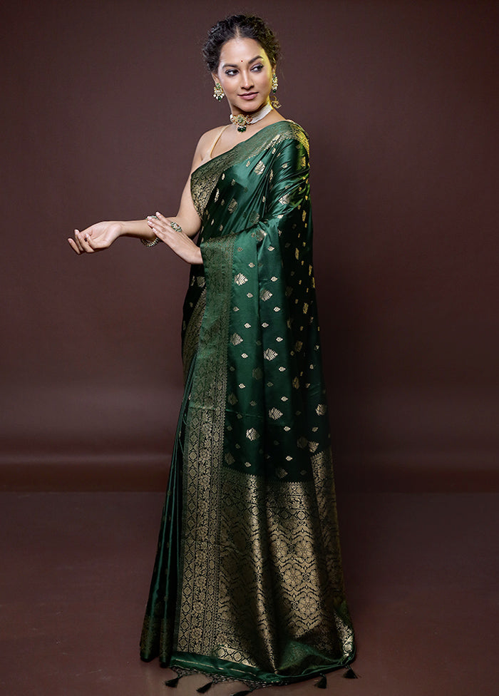 Green Dupion Silk Saree With Blouse Piece