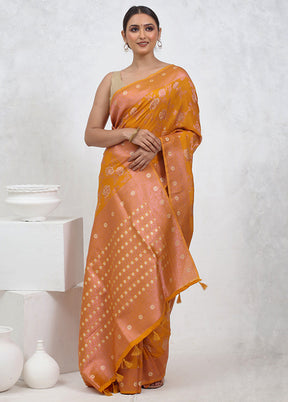 Yellow Georgette Saree With Blouse Piece