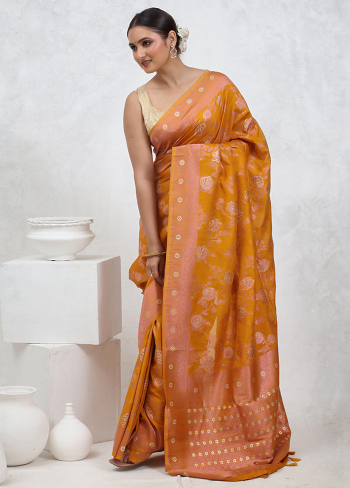 Yellow Georgette Saree With Blouse Piece