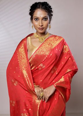 Red Georgette Saree With Blouse Piece