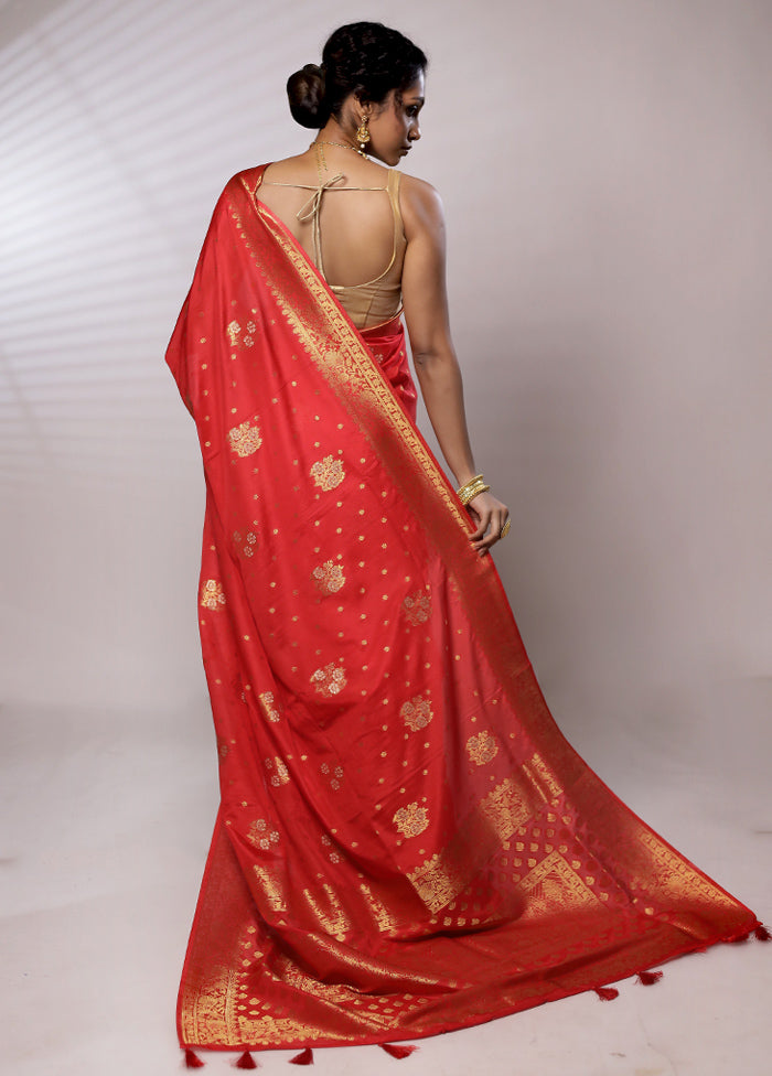 Red Georgette Saree With Blouse Piece